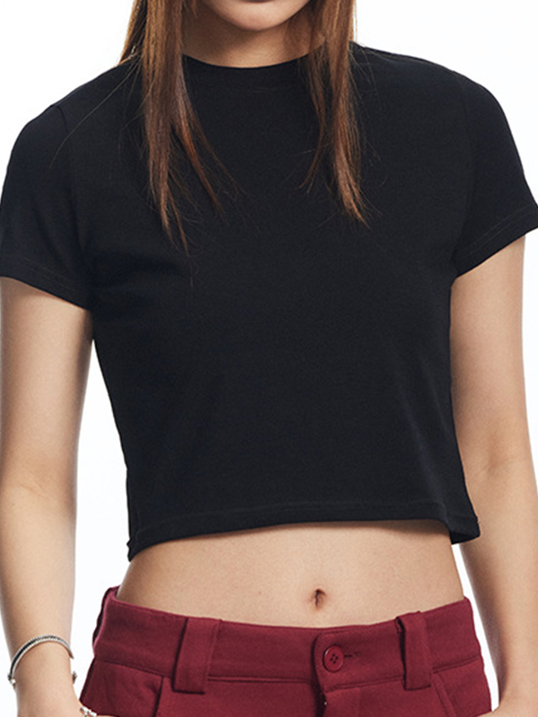 Einfarbiges Kurzarm-T-Shirt-1