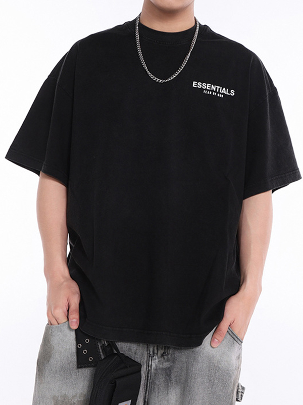 Übergroßes, kurzärmliges T-Shirt mit Flügel-Print für Herren-1