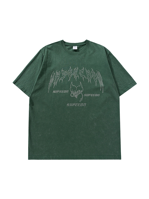 Übergroßes kurzärmliges T-Shirt mit Buchstabengrafik für Herren-1