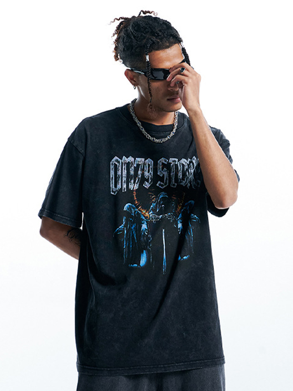 Übergroßes, kurzärmliges T-Shirt mit Retro-Print für Herren-2