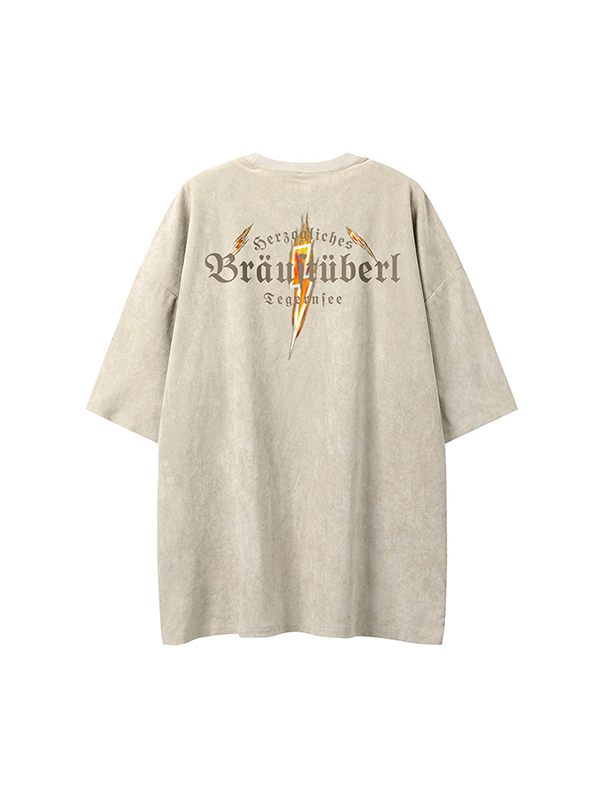 Übergroßes, kurzärmliges T-Shirt aus Wildleder für Herren-1