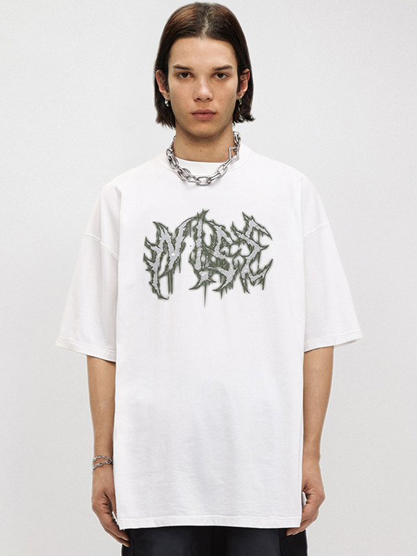 Übergroßes, kurzärmliges Unisex-T-Shirt mit Grafikdruck für Herren-1