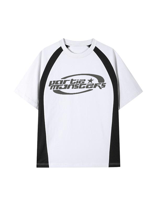 Übergroßes Kurzarm-T-Shirt in Kontrastfarbe für Herren-1