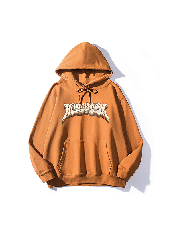 Übergroßer Kapuzenpullover mit langen Ärmeln und Schriftzug für Herren-1