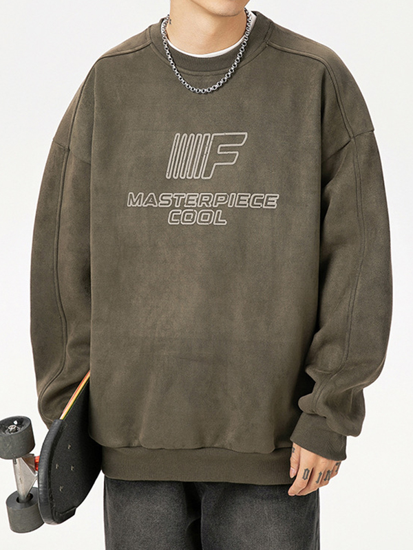 Übergroße Langarm-Sweatshirts aus Wildleder für Herren-2