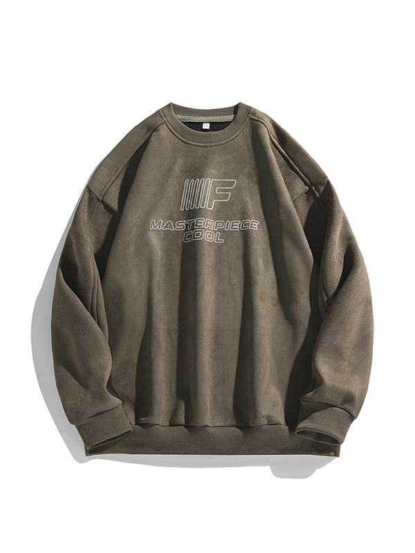 Übergroße Langarm-Sweatshirts aus Wildleder für Herren-3