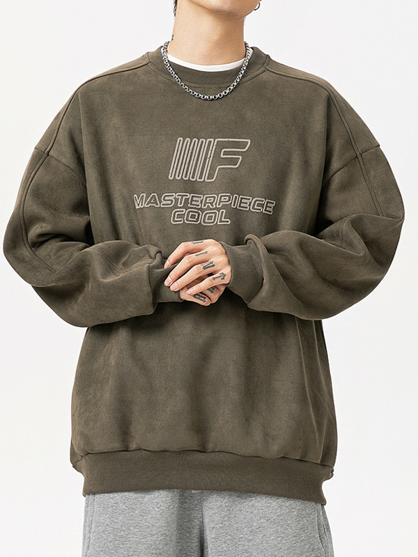 Übergroße Langarm-Sweatshirts aus Wildleder für Herren-1