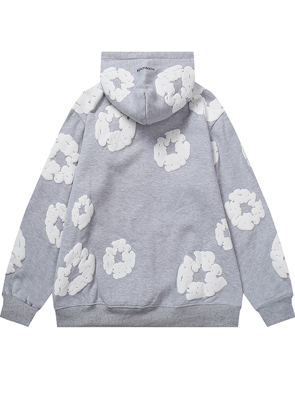 Übergroßer Langarm-Hoodie mit Blumendruck für Herren-1