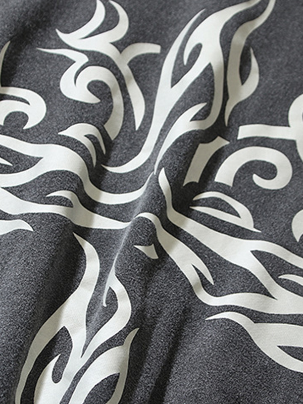 Übergroßer Kapuzenpullover mit langen Ärmeln und dunklem Print für Herren-2