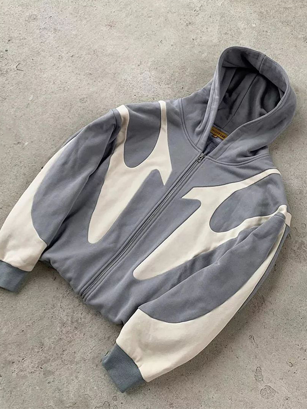 Übergroßer Langarm-Hoodie in Kontrastfarbe für Herren-2