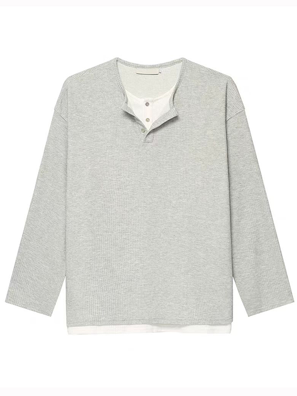 Einfarbiges, übergroßes, langärmliges T-Shirt für Herren-1