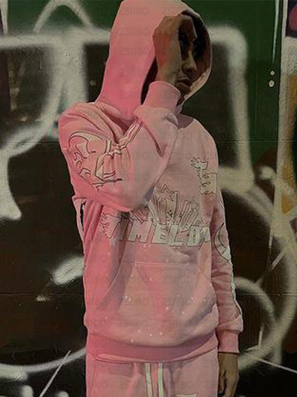 Übergroßer Hoodie mit Buchstabenstern für Herren-1