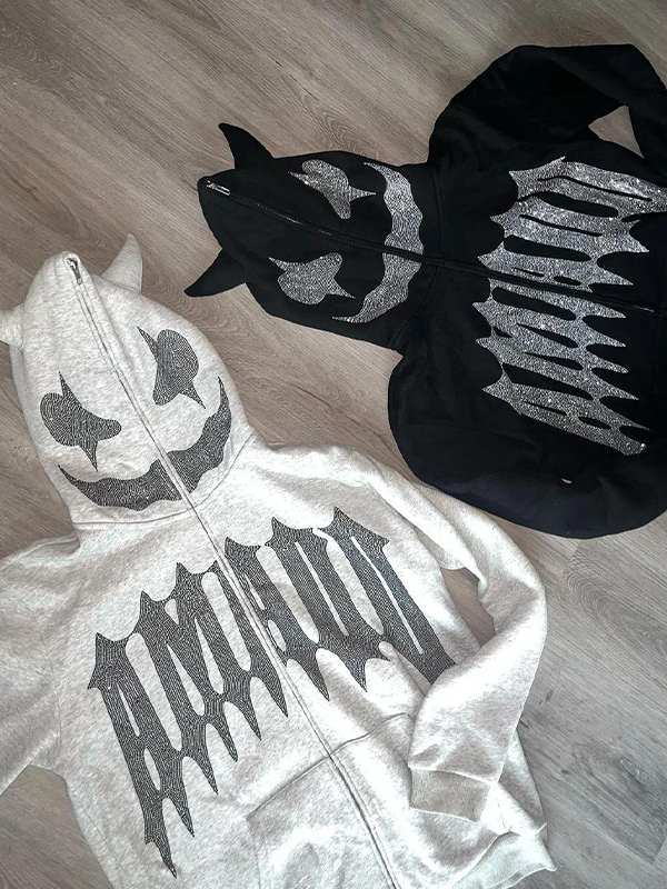 Übergroßer Hoodie mit Rauten-Schriftzug-Print für Herren-2
