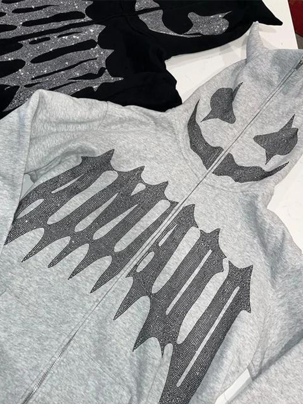Übergroßer Hoodie mit Rauten-Schriftzug-Print für Herren-1