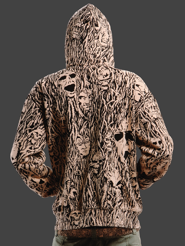 Übergroßer Hoodie mit Totenkopf-Print für Herren-2