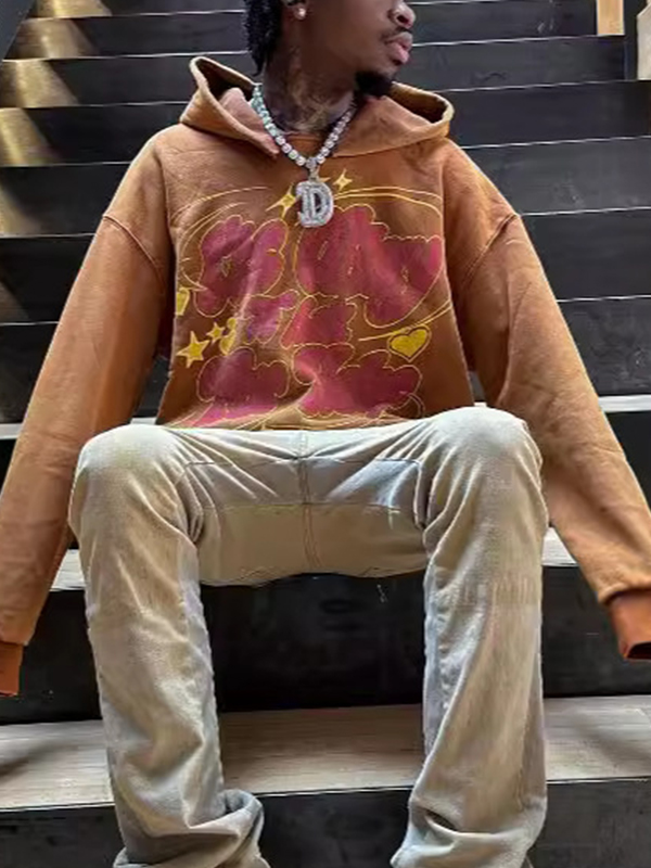 Übergroßer Hoodie mit Schriftzug für Herren-1