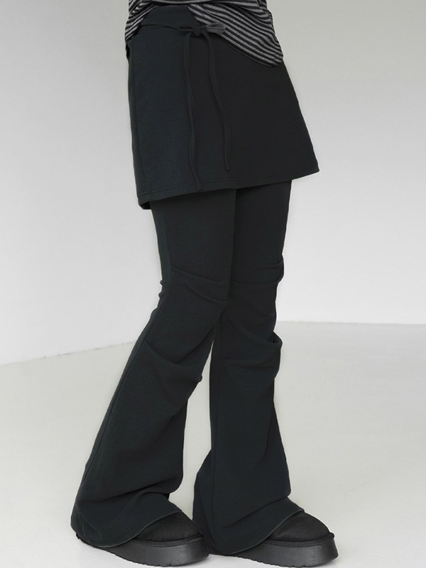 Zweiteilige Retro-Hose mit ausgestelltem Bein und Fake-Muster-1