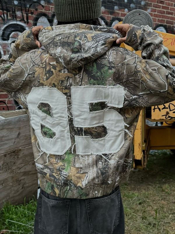 Übergroßer Retro-Hoodie mit Camouflage-Muster für Herren-3