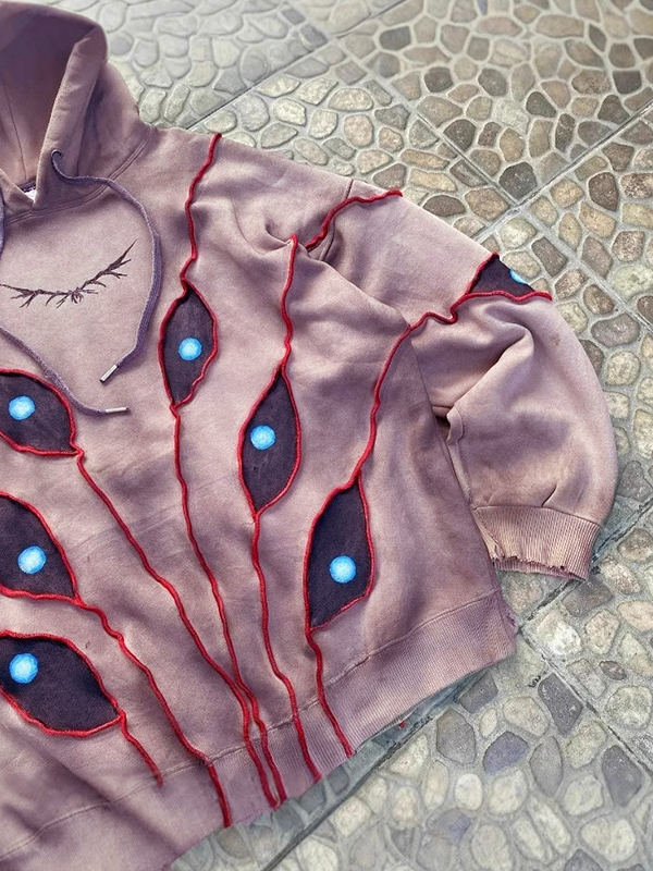 Übergroßer Kapuzenpullover „Street Eyes“ mit bestickten Streifen für Herren-2