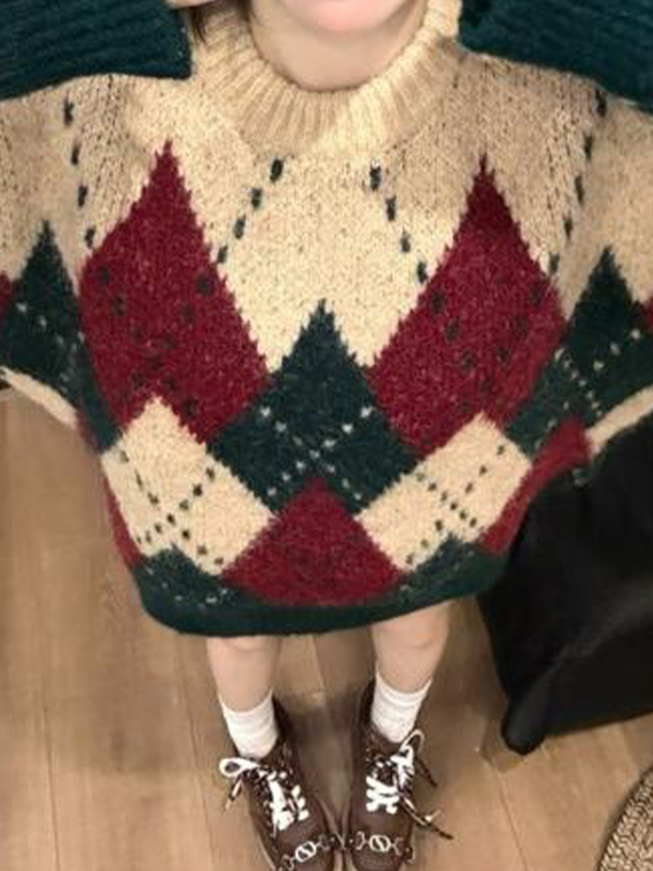 Übergroße Pullover mit Karomuster-1