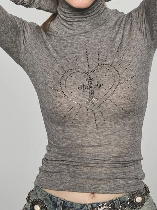 Langarm-T-Shirt mit Vintage-Kreuz-1
