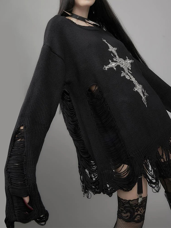 Pullover mit Kreuz-Print-1