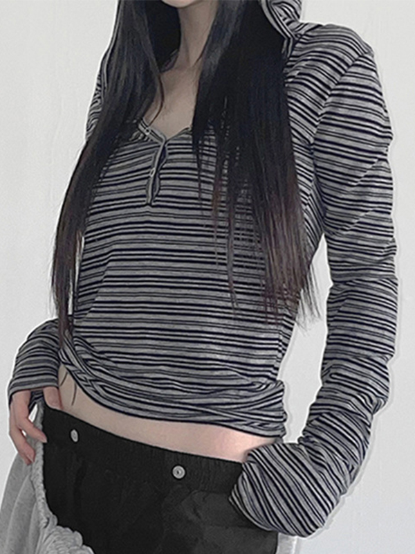 Langärmliges T-Shirt mit Streifenmuster-3