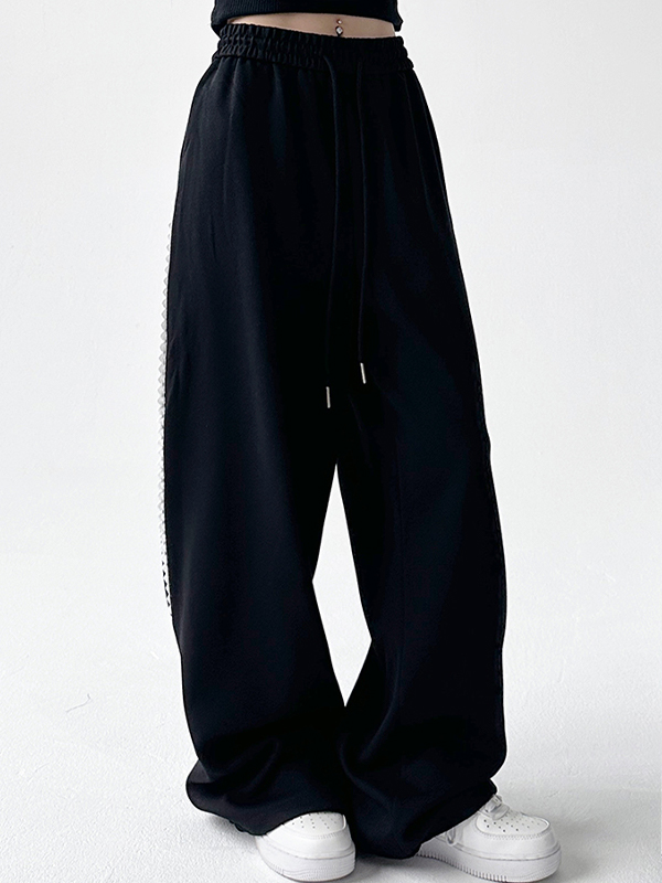Hose mit weitem Bein und Patchwork-Spitzenbesatz-1