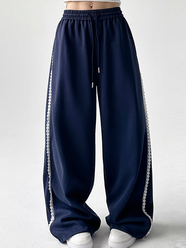 Hose mit weitem Bein und Patchwork-Spitzenbesatz-2