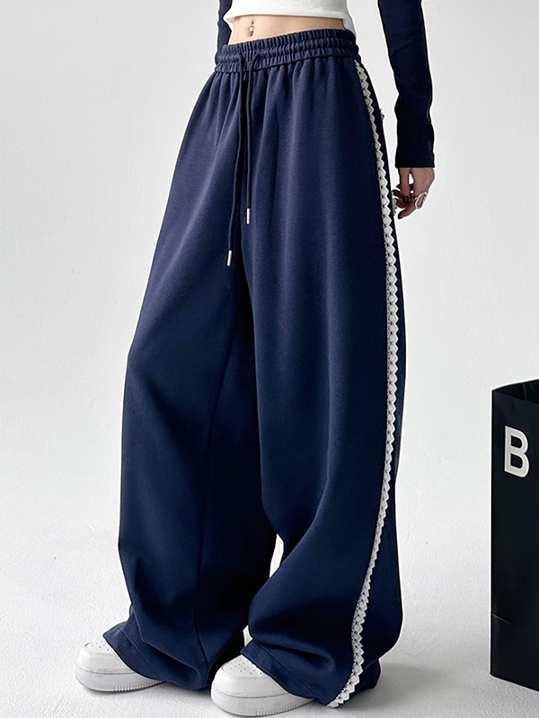 Hose mit weitem Bein und Patchwork-Spitzenbesatz-1