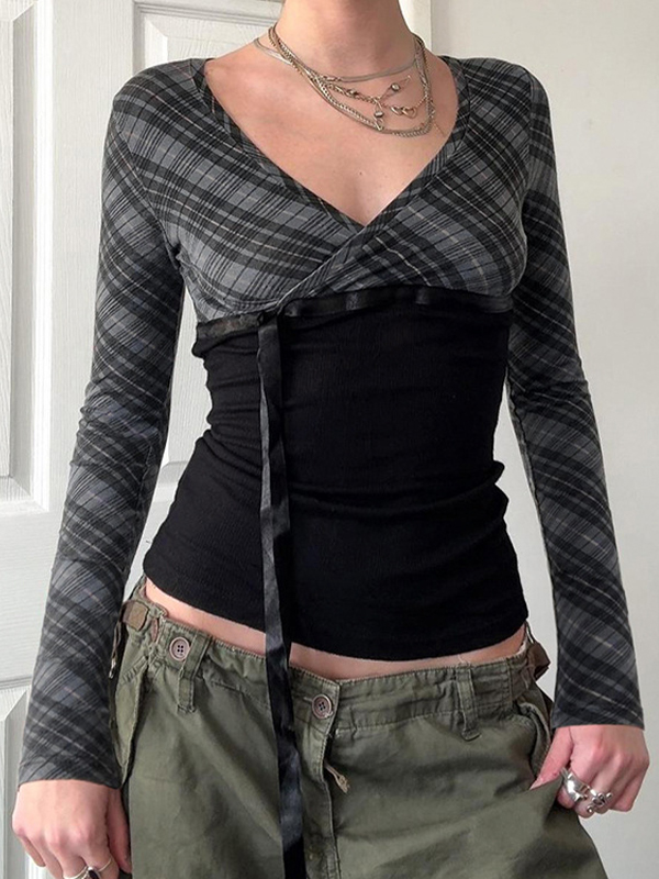 Langarm-T-Shirt mit Vintage-Karomuster-2