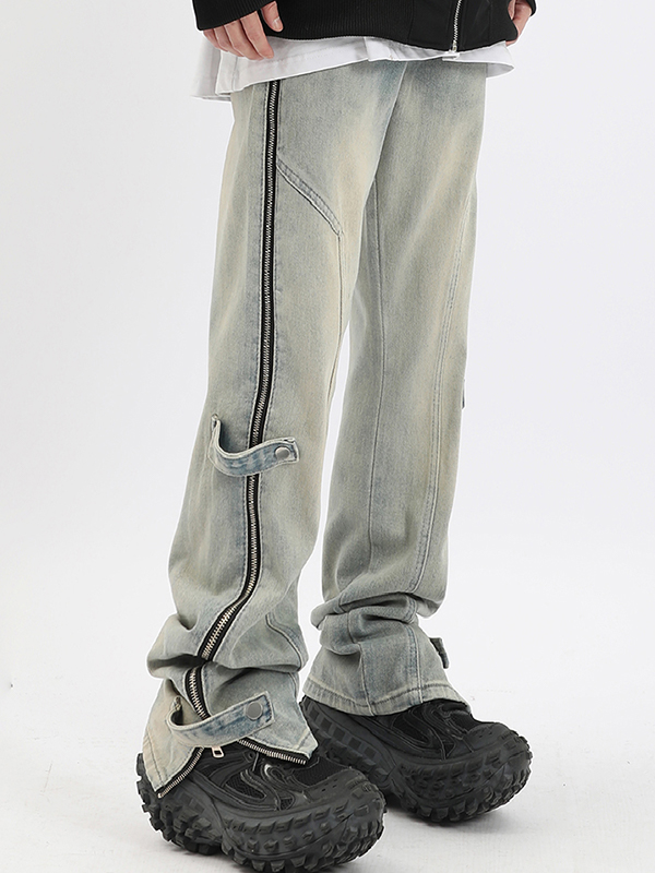 Herrenjeans mit geradem Bein und Reißverschluss-1