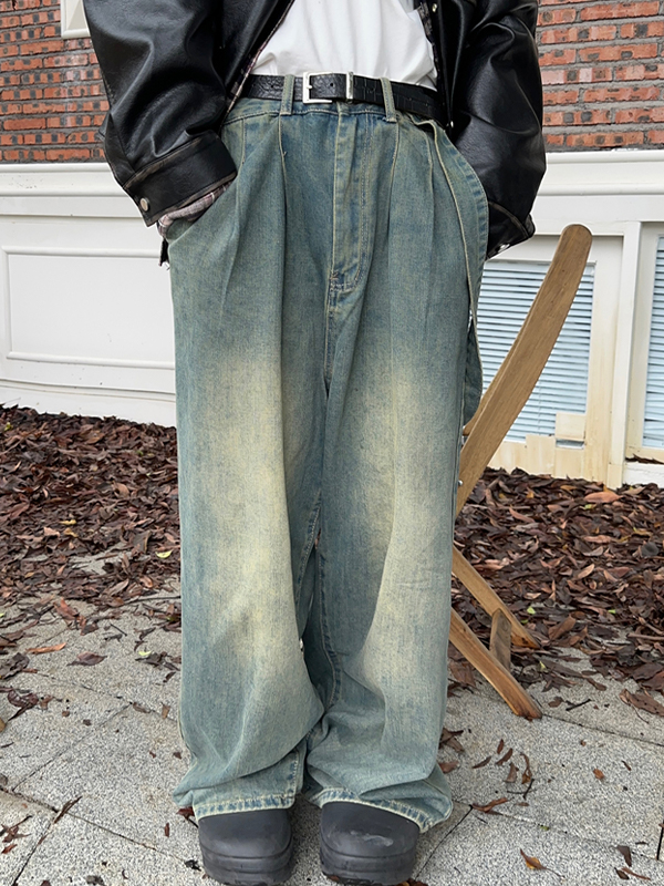 Lockere Jeans mit Falten für Herren-2