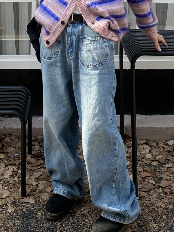 Lockere Jeans in verwaschenem Blau für Herren-2