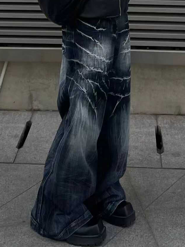 Lockere Jeans mit Batikmuster für Herren-2