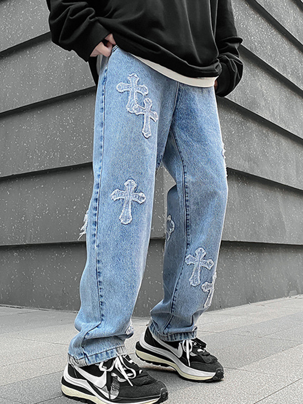 Jeans mit geradem Bein und überkreuztem Bein für Herren-1