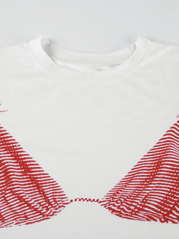 Übergroßes kurzärmliges T-Shirt mit Korsett-Print-3