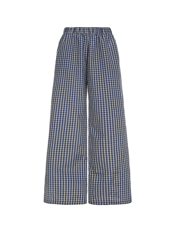 Karierte Hose mit weitem Bein-4