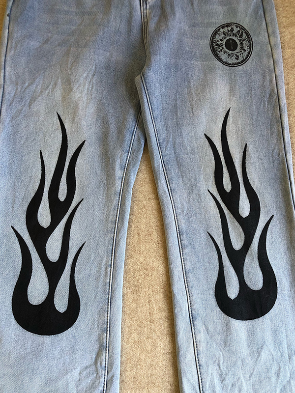 Lockere Jeans für Herren mit Flammen-Print-2