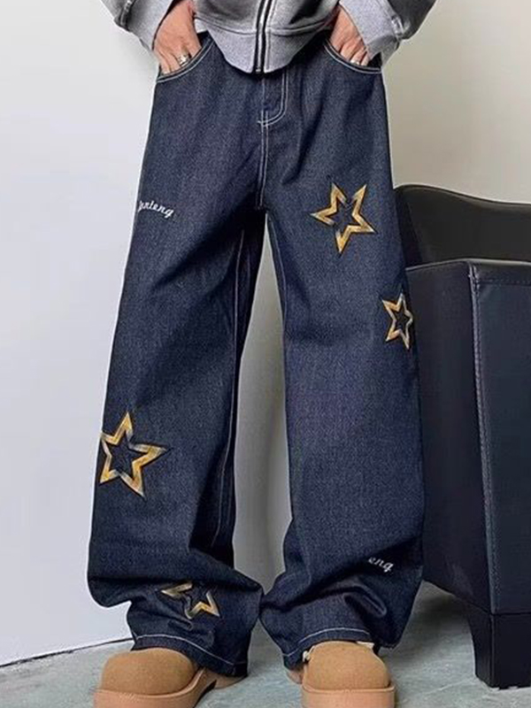 Lockere Jeans für Herren mit Sternen-Print-3