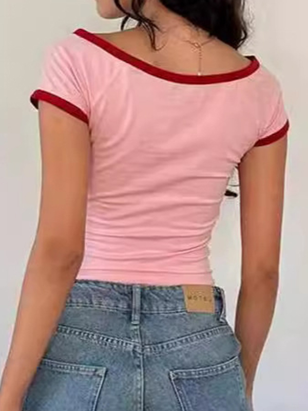 Kurzärmliges T-Shirt in Kontrastfarbe-1