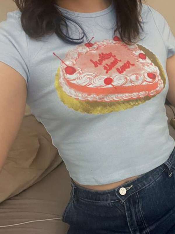 Kurzärmliges T-Shirt mit Kuchen-Print-1