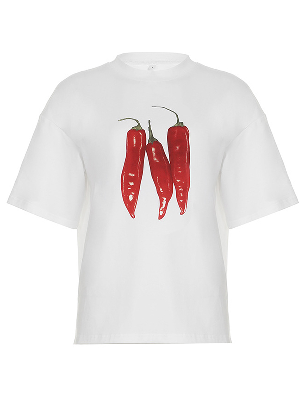 Kurzärmliges T-Shirt mit Chili-Print-2