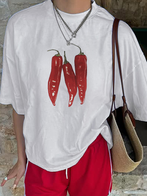 Kurzärmliges T-Shirt mit Chili-Print-1