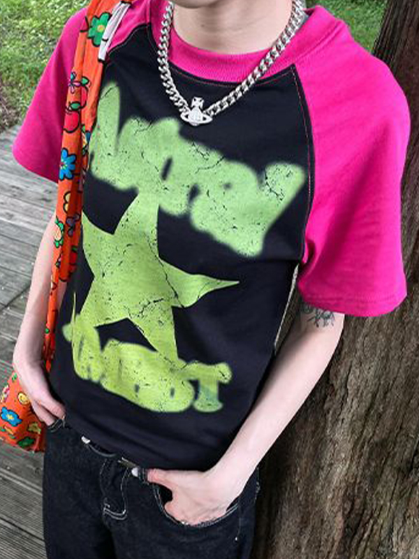 Übergroßes Kurzarm-T-Shirt mit Pentagramm-1