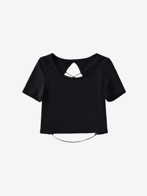 Kurzarm-T-Shirt mit Riemchenmuster-1