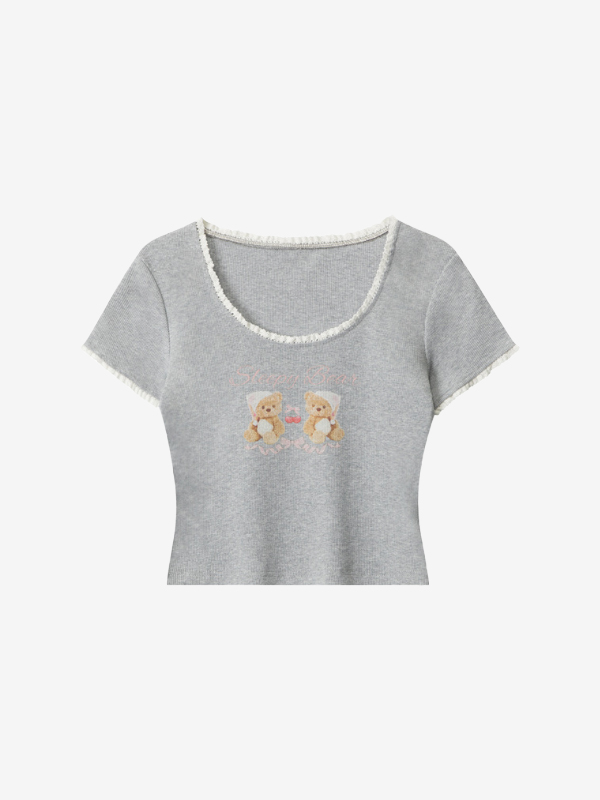 Kurzarm-T-Shirt mit Bären-Print-2