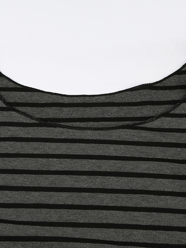 Gestreiftes Kurzarm-T-Shirt mit One-Shoulder-T-Shirt-2