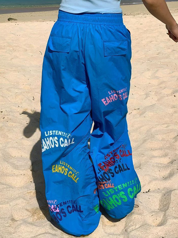 Hose mit weitem Bein und Monogramm-Print-0