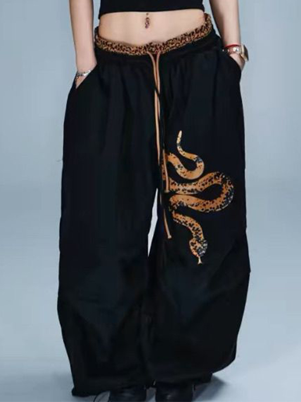 Hose mit weitem Bein und Drachen-Print-1